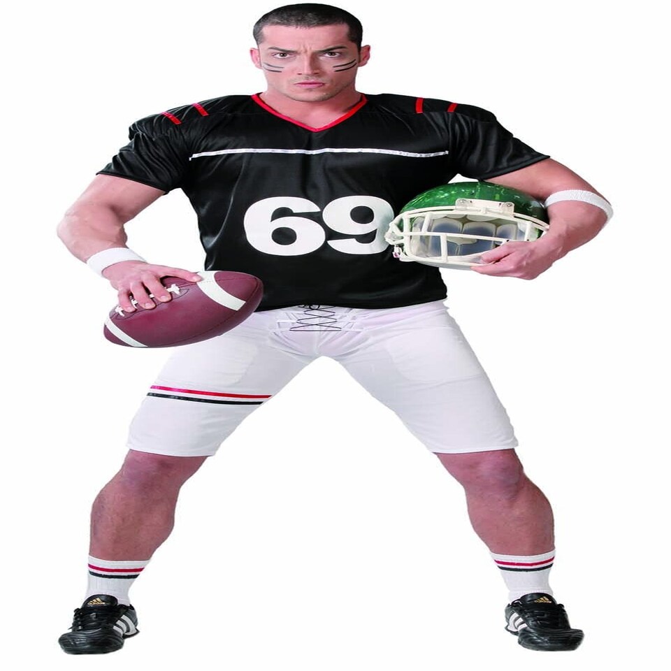 image 1 of Fancy Dress Adult Quarterback Black White - S