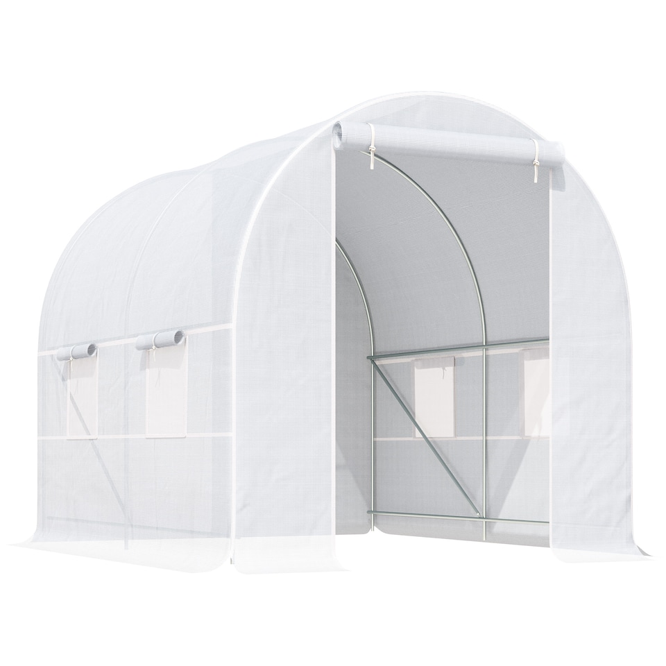 image 1 of Outsunny Greenhouse Solid Frame Walk-in Garden Grow Large Insect Poly Tunnel