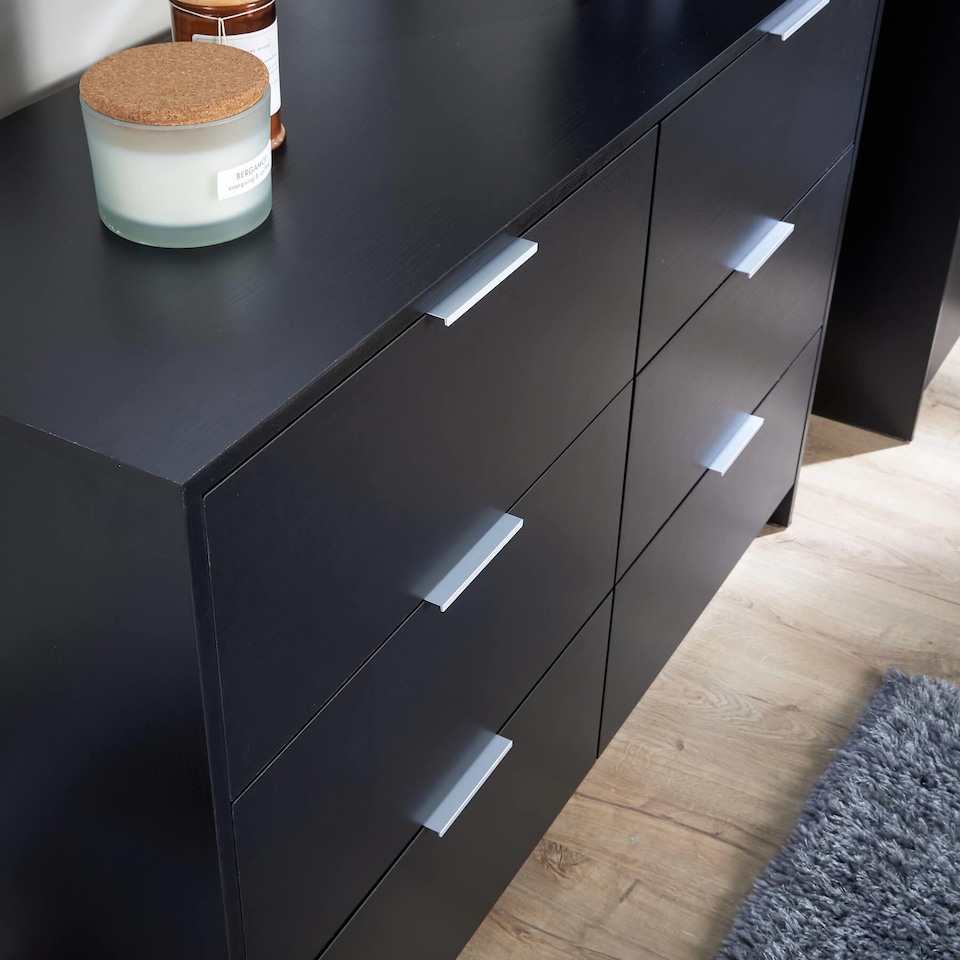 image 1 of Phoenix Chest Of 5 Drawers Bedroom Furniture Clothing Storage Organiser Unit | Black