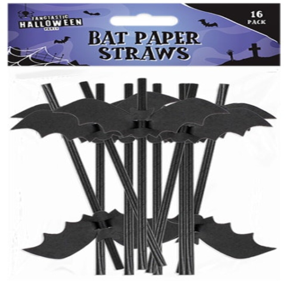 16 Pack Bat Paper Straws