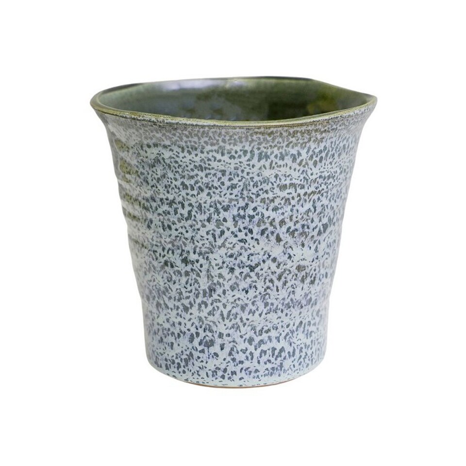 image 1 of Vallo Reactive Glaze Tapered Planter - L29.5 x W29.5 x H26.5 cm - Blue | Blue