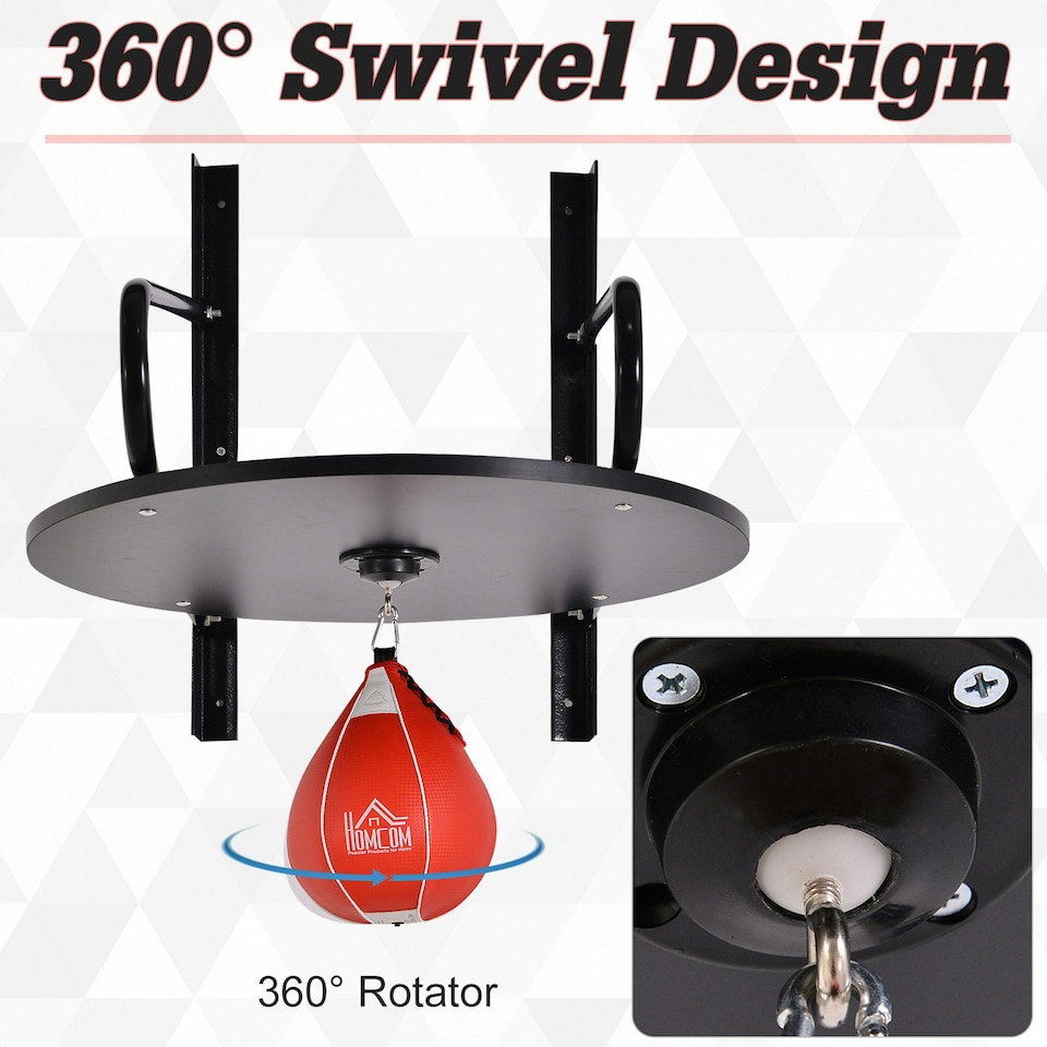 image 1 of HOMCOM Speed Bag Platform Kit Wall-mounted Punching Ball Hanging Platform Set | Black