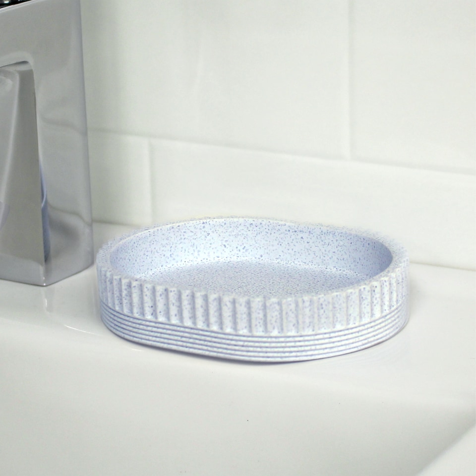 image 1 of Showerdrape Tranquil Pale Blue Sparkle Soap Dish | Blue | 1