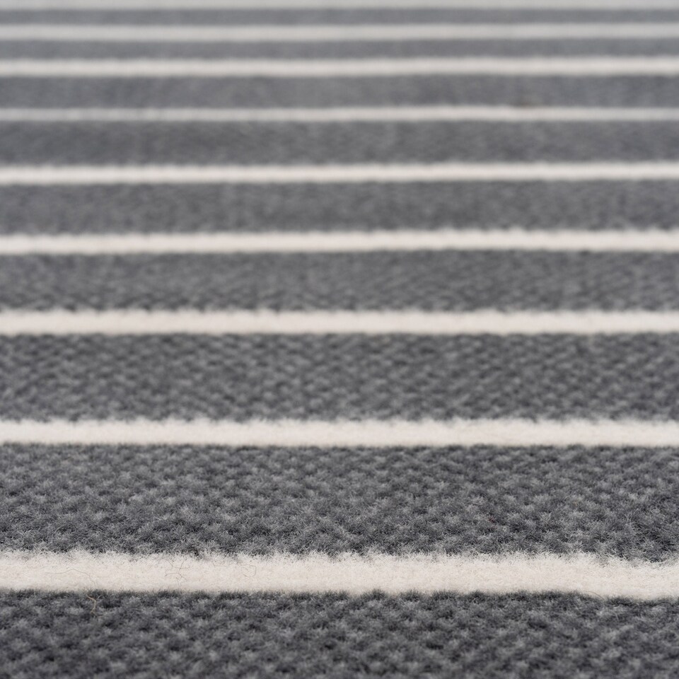 image 1 of kukoon 3ft - 39ft Grey Striped Stair Carpet Long Hallway Runner Rug 70cm x 549cm