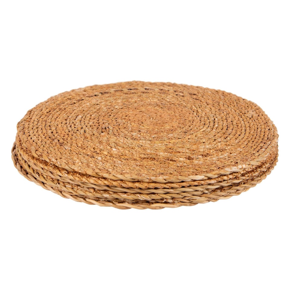 image 1 of Argon Tableware Round Woven Typha Placemats - 30cm - Pack of 6 Brown