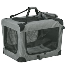 PawHut Folding Pet Carrier Bag House W/ Cushion Storage, Grey 70x51x50cm