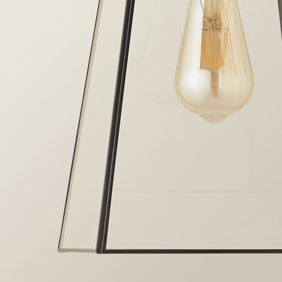 image 1 of ValueLights Susie Glass Pendant Lantern Black Lamp Shade & Bulb | Black