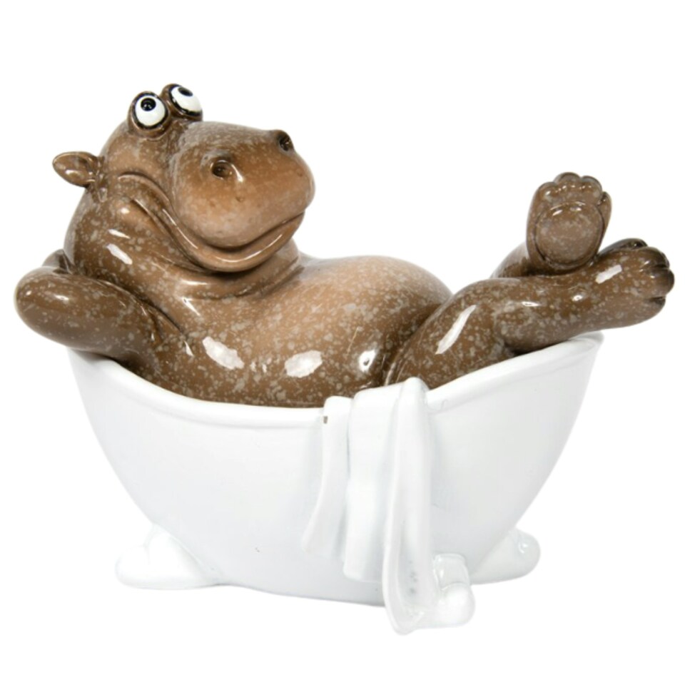 image 1 of 'Bathtime' Hippo in Bath Tub Figurine Novelty Bathroom Decoration (Copy)