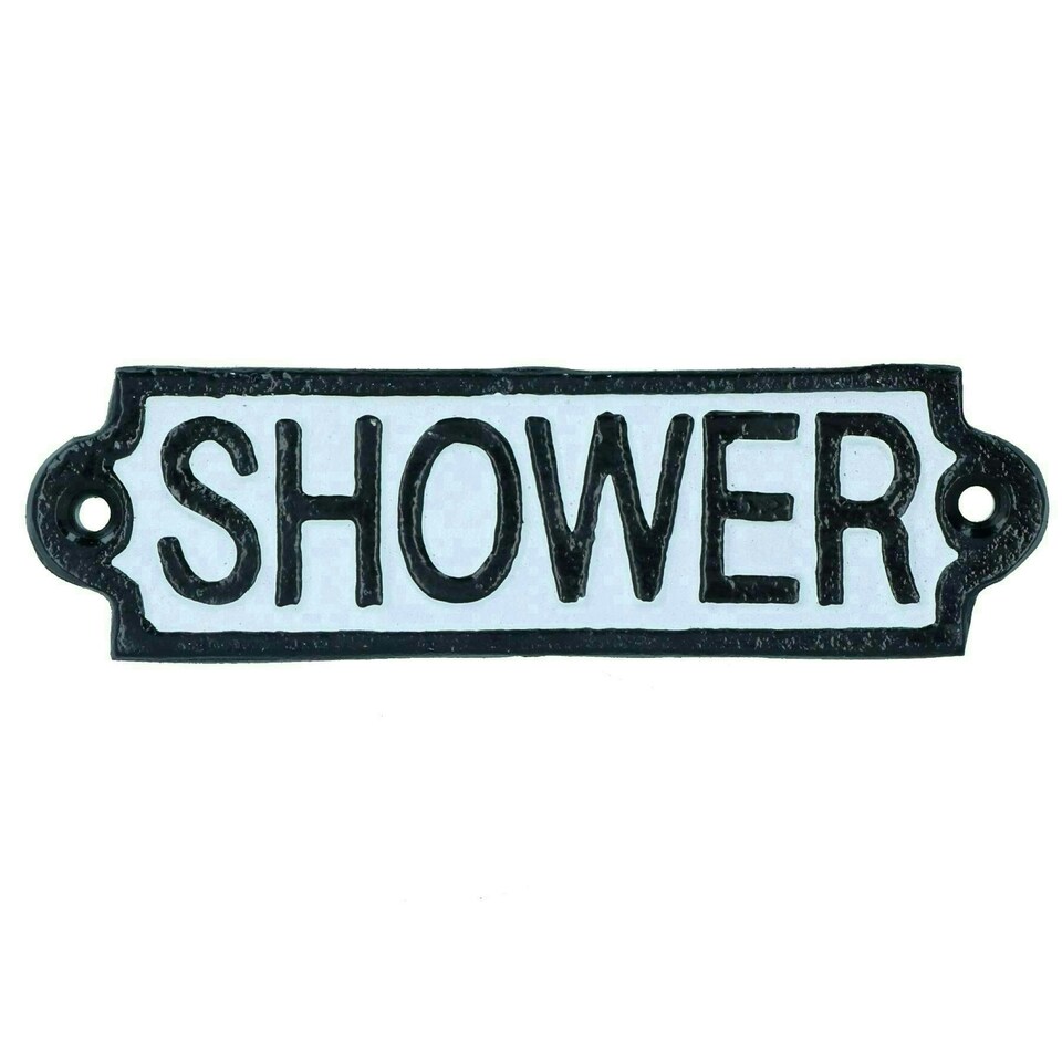image 1 of Shower Cast Iron Sign Plaque Door Wall House Home Gate Post Bathroom Hotel