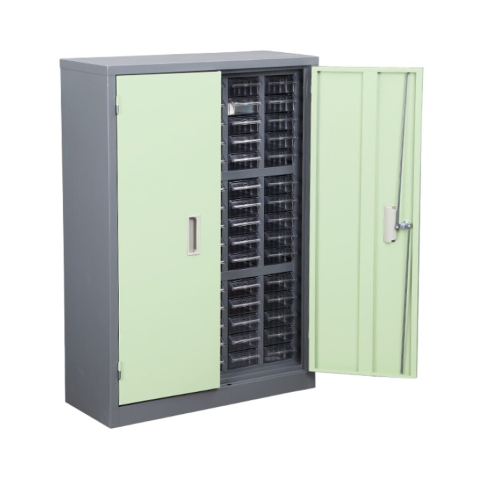 image 1 of Clear 75 Drawers Parts Cabinet Storage Unit with Metal Door
