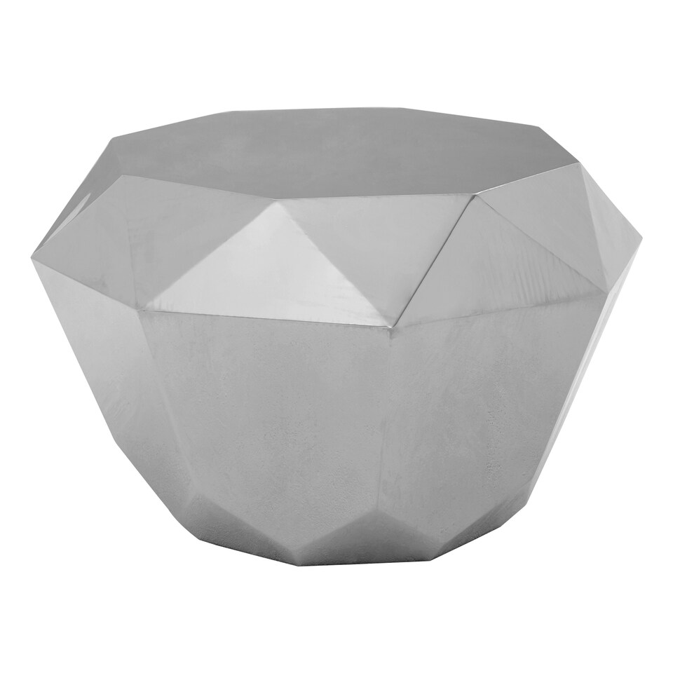 image 1 of Silver Diamond Cut Coffee Table,Reflective Finish Center Table,Hexagonal Shiny Metallic Accent Table Silver