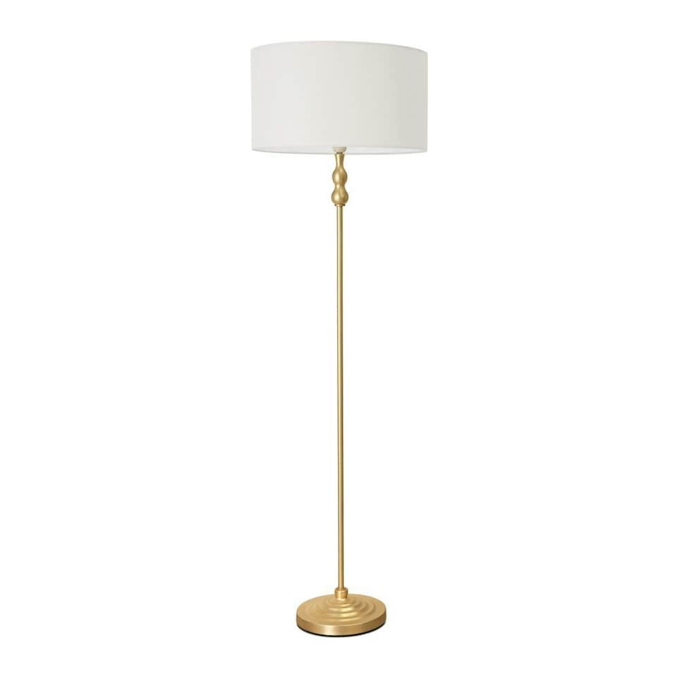 image 1 of ValueLights Maggie Gold Candlestick Floor Lamp White Shade | White