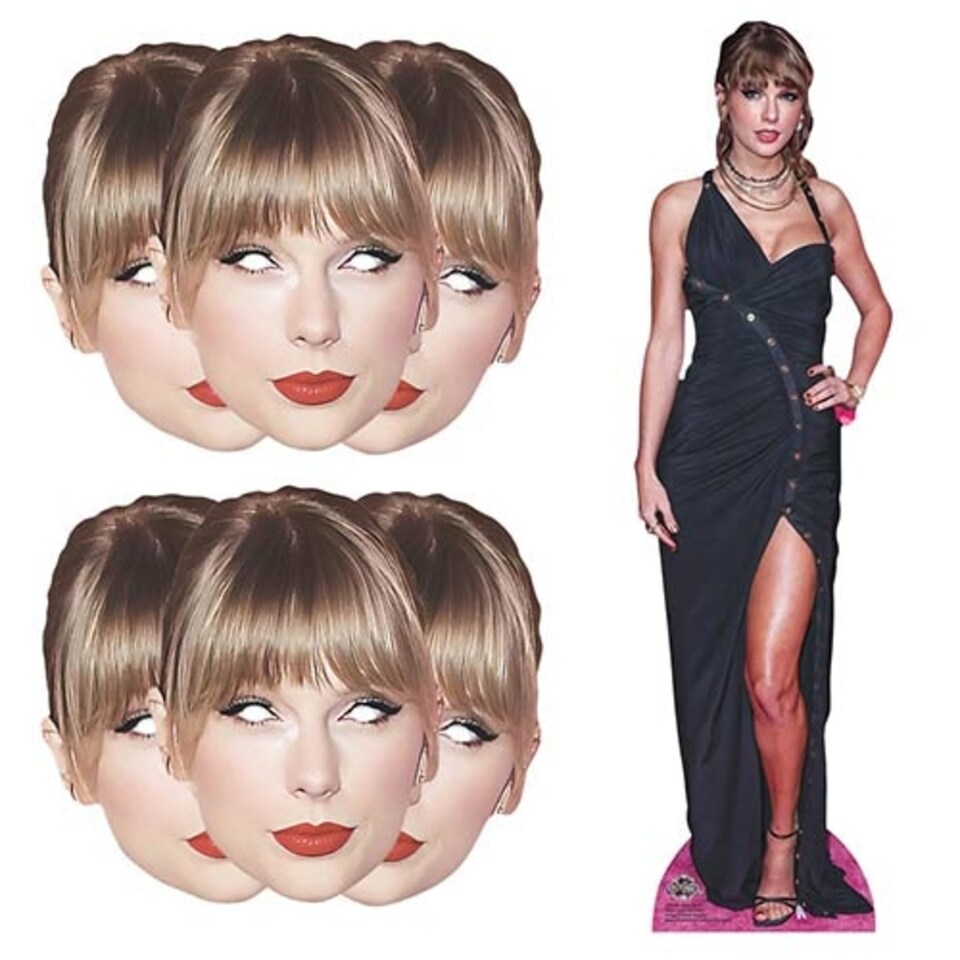 image 1 of Taylor Glamourous Pose Lifesize Cardboard Cutout with 6 Taylor Cardboard Face Masks