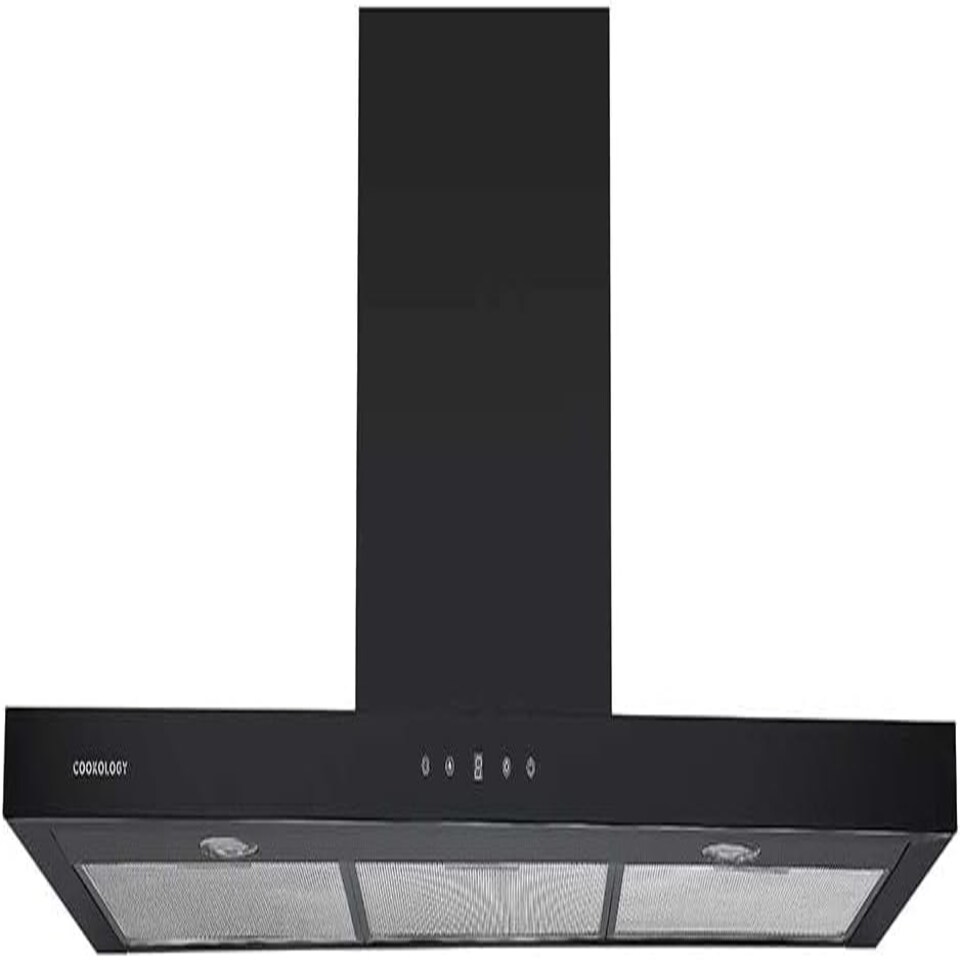 image 1 of Cookology 90cm Black Chimney Cooker Hood - Energy Rating A++