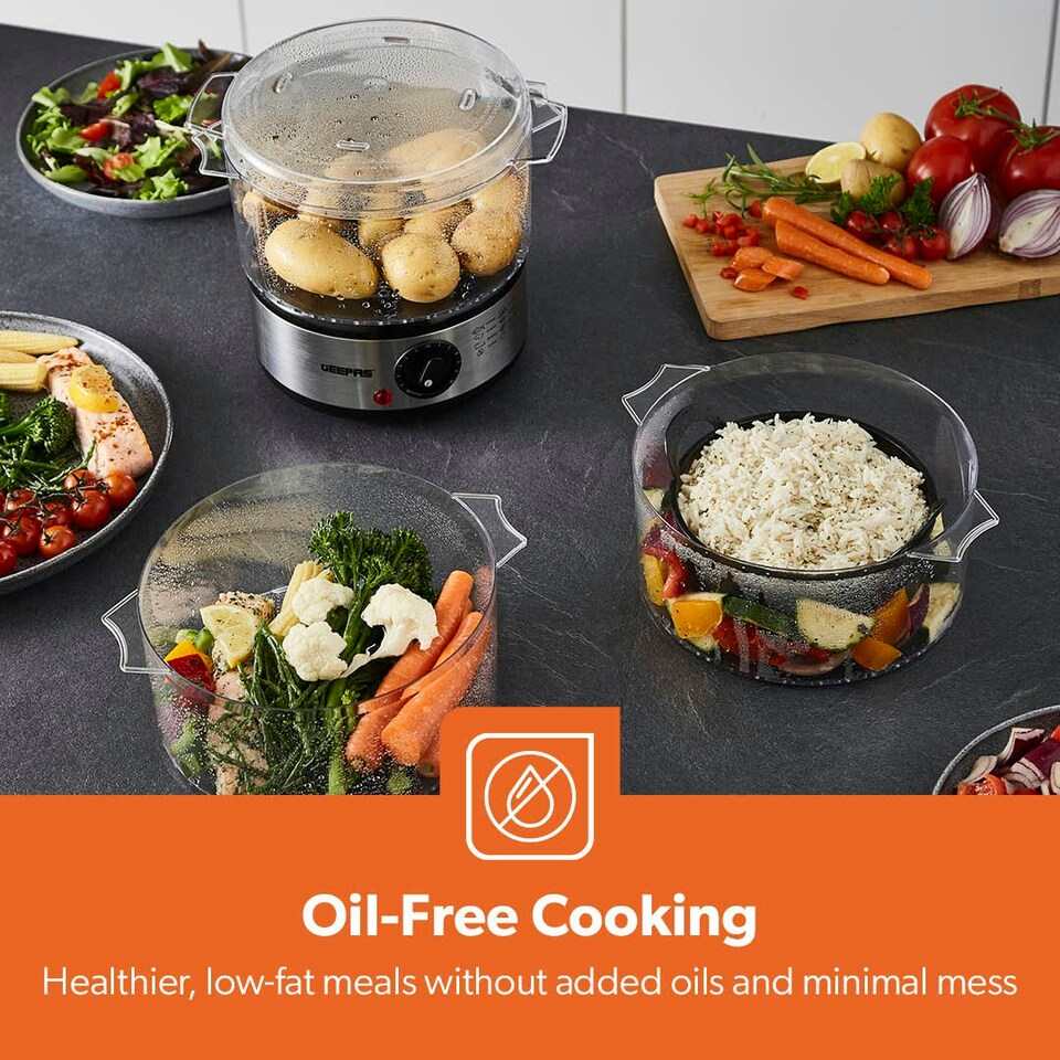 image 1 of GEEPAS 3-Tier Food Steamer, 7.2L
