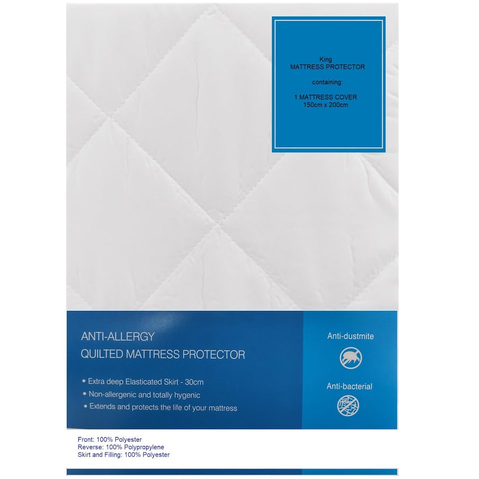 image 1 of Gr8 Home Extra Deep Anti Allergy Quilted Mattress Protector Fitted Bed Sheet Cover Topper King Size
