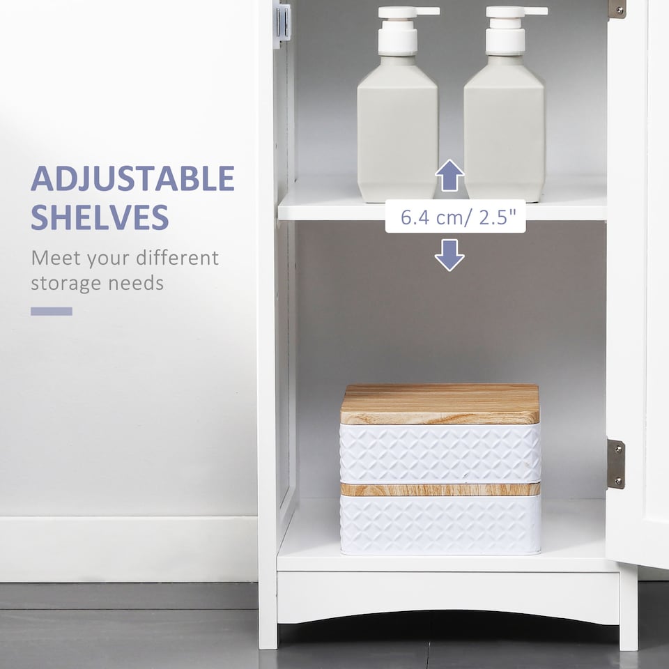 image 1 of kleankin Tall Bathroom Storage Cabinet, Slim Freestanding Linen Tower, White