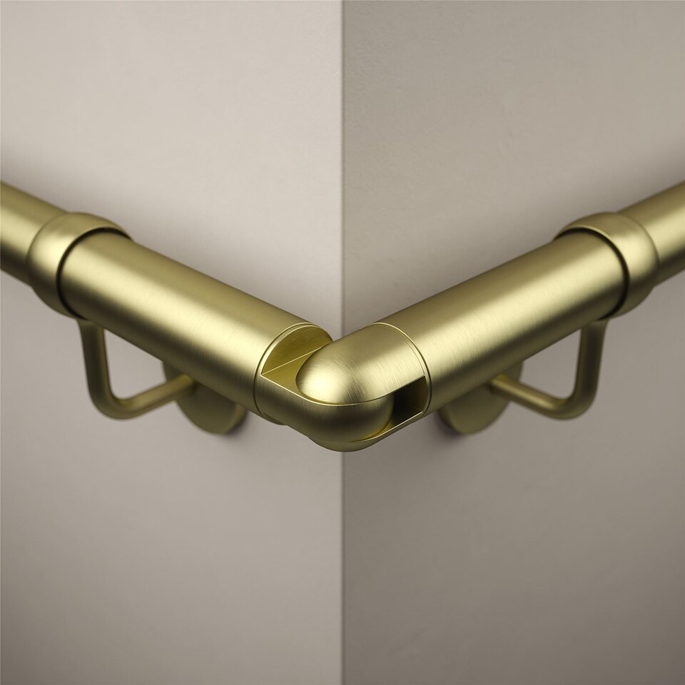 image 1 of Rothley Adjustable Elbow Bannister Staircase Handrail Satin Brass 40mm