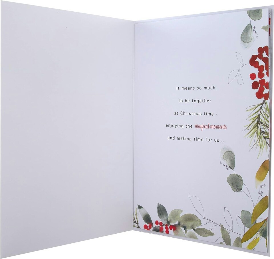 image 1 of Classic Seasonal Foliage Design Boxed Christmas Card for Wife