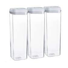 Argon Tableware 3x Food Storage Containers - 1.9 Litre - White Airtight Plastic Storage Pantry Food Organiser with Flip Lock Lid