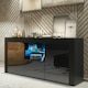 image 6 of Black TV Unit 145cm Gloss Doors Free LED Modern Media Cabinet Black