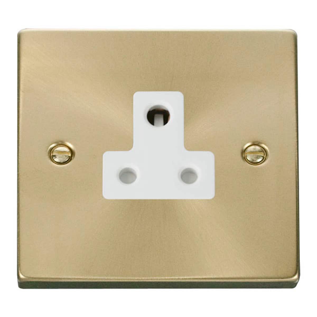 SE HOME Satin Brushed Brass 1 Gang 5A Round Pin Socket Gold Satin Brass