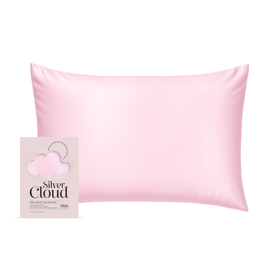 image 1 of Silver Cloud Silver Ion Infused Satin Pillowcase Pink