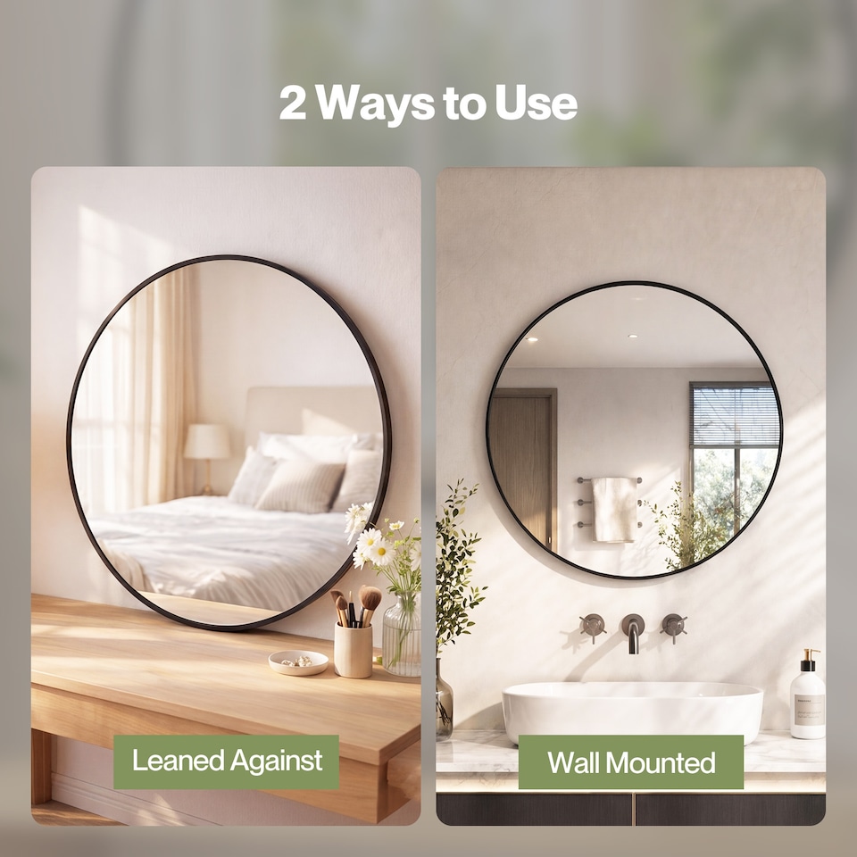 image 1 of Yezi Wall Mirror Round Mirror Tempered Glass HD Explosion-proof Bathroom 60cm