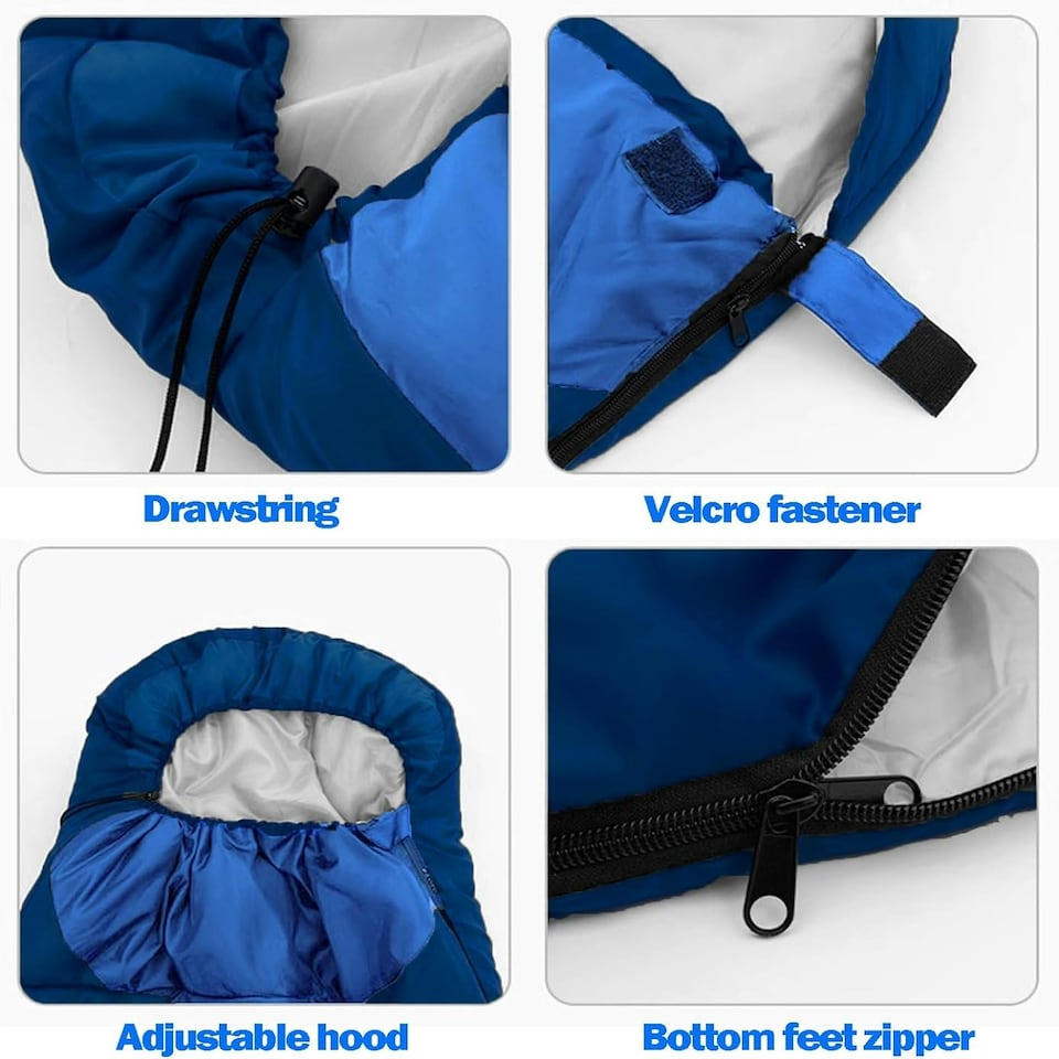 image 1 of Sleeping Bags Adults 3 Season Backpacking Waterproof Hiking Camping Waterproof Blue