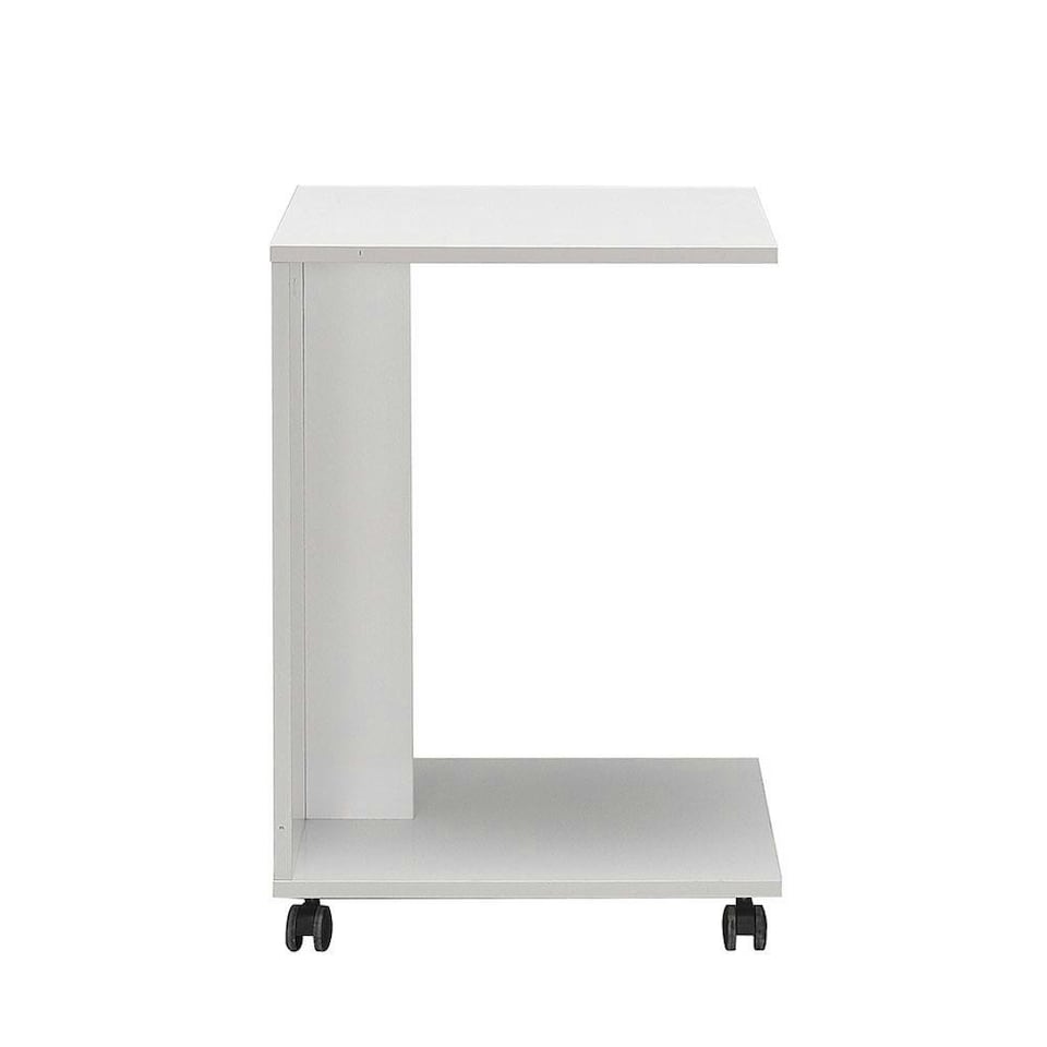 image 1 of Adore Florida Matt White Sofa Laptop Table on Castors - Mobile Side Table White