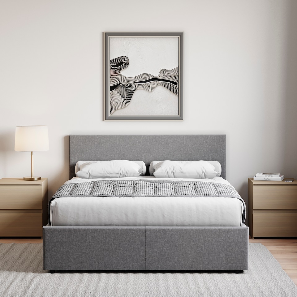 image 1 of Vida Designs Veronica 5ft King Size Ottoman Bed Storage Fabric Upholstered, Dark Grey Linen, 150 x 200cm