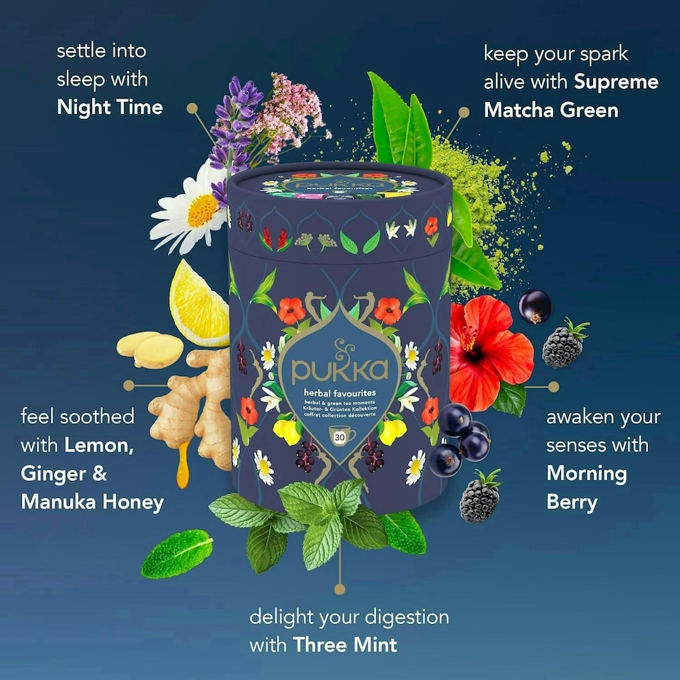 image 1 of Pukka Herbs Favourites Herbal Tea Gift Set, Ideal Gifts, 30 Teabags, 5 Flavours