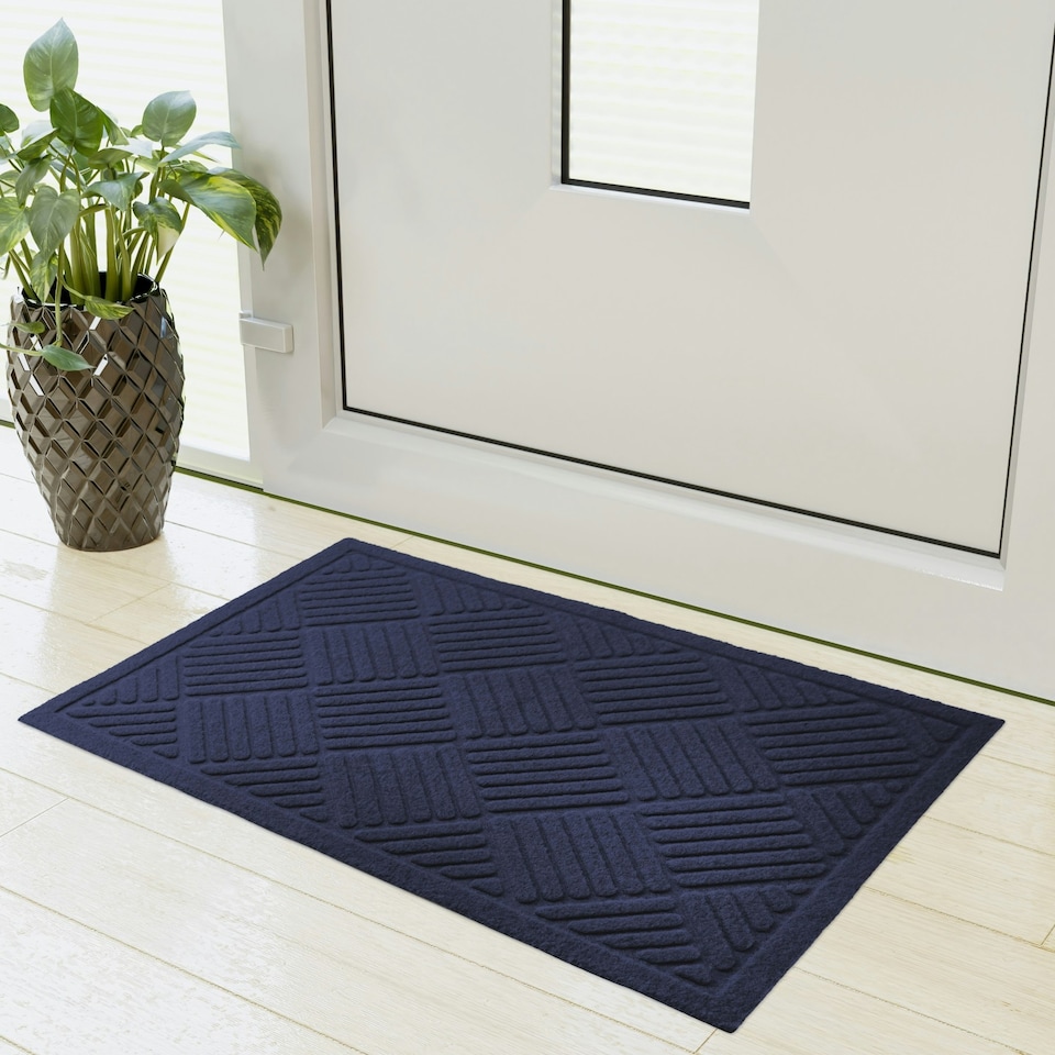 image 1 of Cross Hatch Navy Front Door Mat