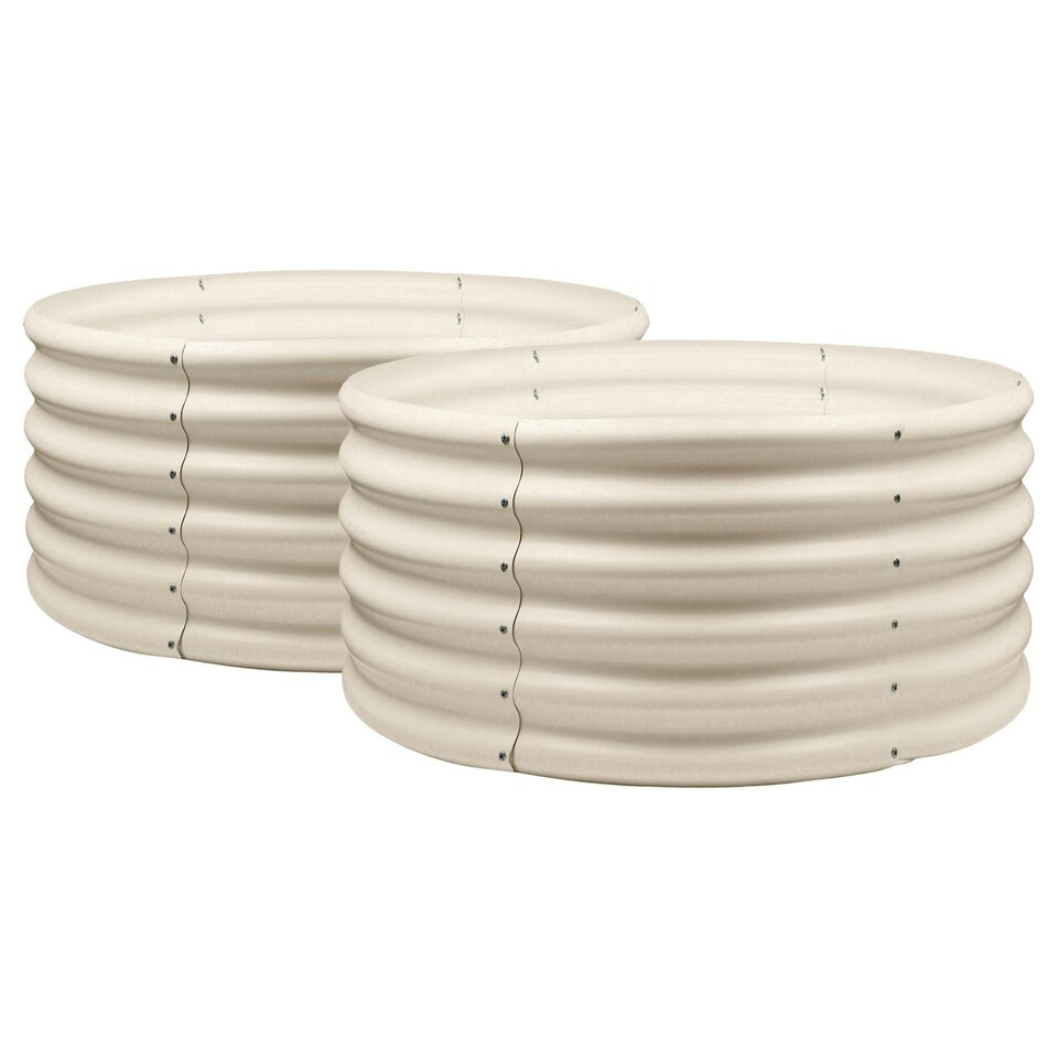 image 1 of Harbour Housewares Round Raised Garden Beds - 90cm x 45cm - Ivory - Pack of 2 Cream