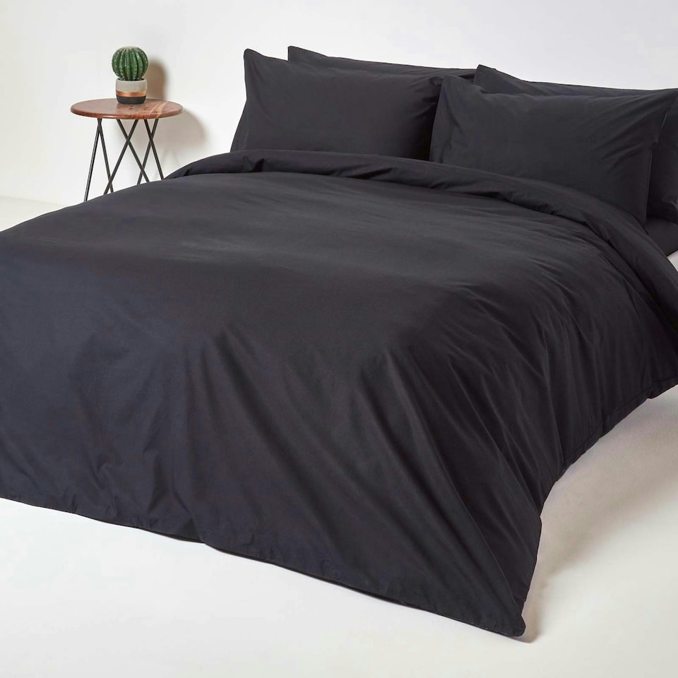 image 1 of Homescapes Black Egyptian Cotton Fitted Sheet 200 TC, Small Double | Blue | One Size