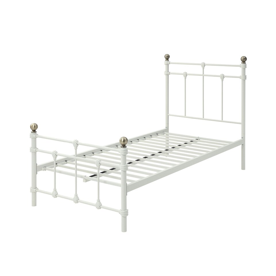 image 1 of Bayford Traditional Vintage Style White Metal Bed Frame (Single) | White | White | Single