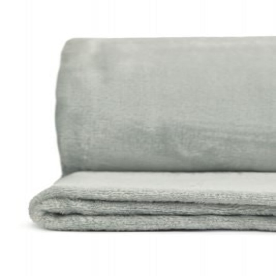 image 1 of Plush Collection Flannel Fleece Super Soft Throw in Silver (55" x 71") Grey | Grey