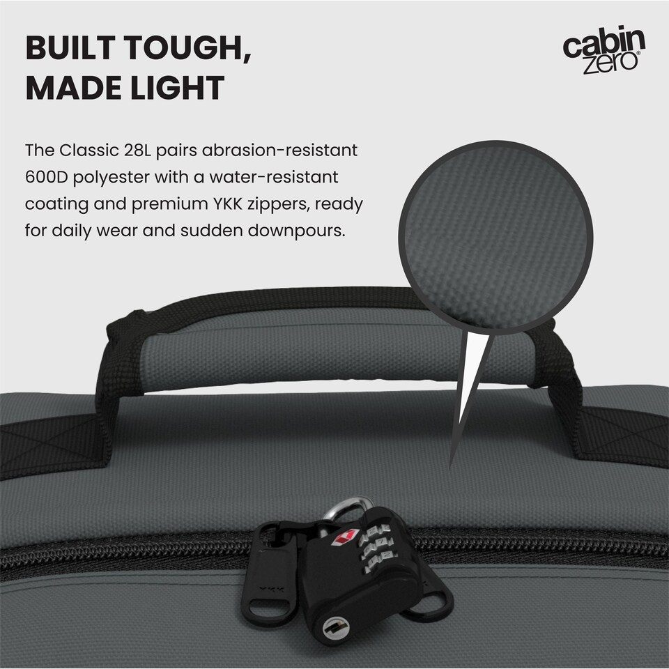 image 1 of CabinZero Classic 28L Lightweight Cabin Backpack, Airline Approved Underseat | Grey | Original Grey