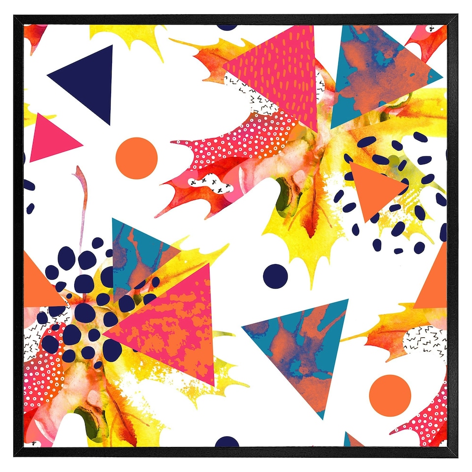 image 1 of Maple leaves & geometric patterns (Picutre Frame) Grey | S