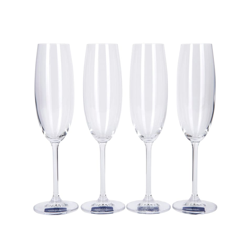 image 1 of Mikasa Champagne Flute Set Clear Crystal 250ml Set of 4