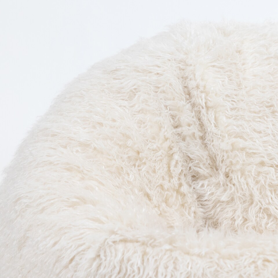 image 1 of Kingston Classic Faux Fur Bean Bag Chair Natural | Cream | Natural | 1
