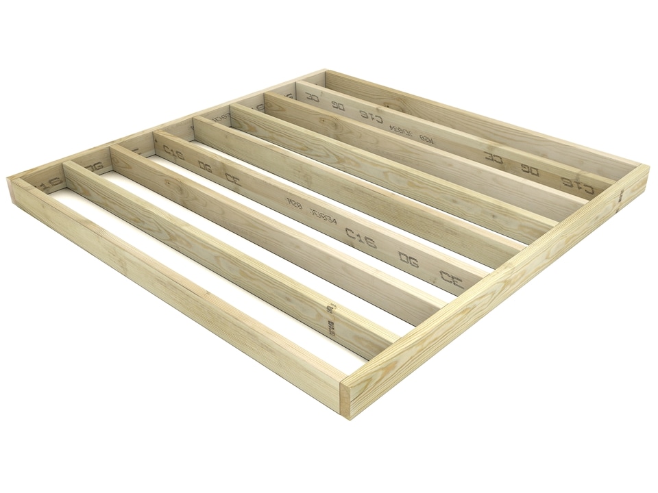 image 1 of eDecks Heavy Duty Decking Frame Kit, Pressure Treated Timber - 2.4 x 2.4m