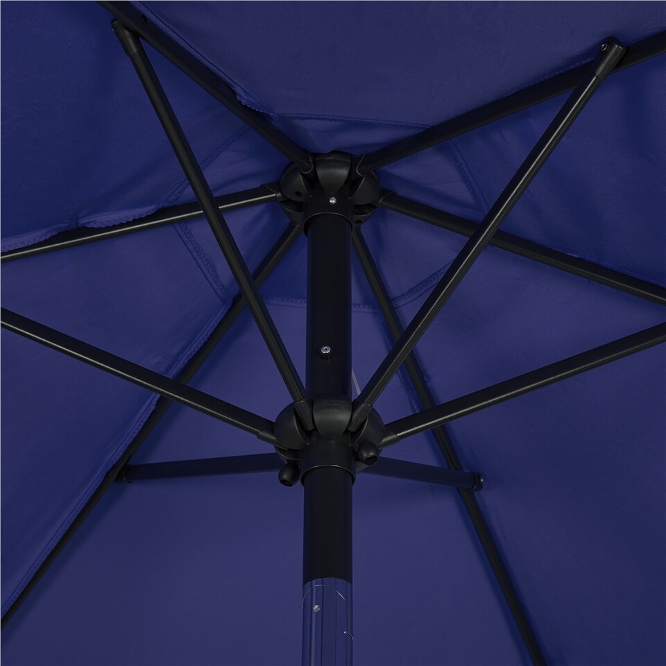 image 1 of Yaheetech 230 cm Patio Umbrella with 6 Ribs Push Button Tilt and Crank-Navy Blue