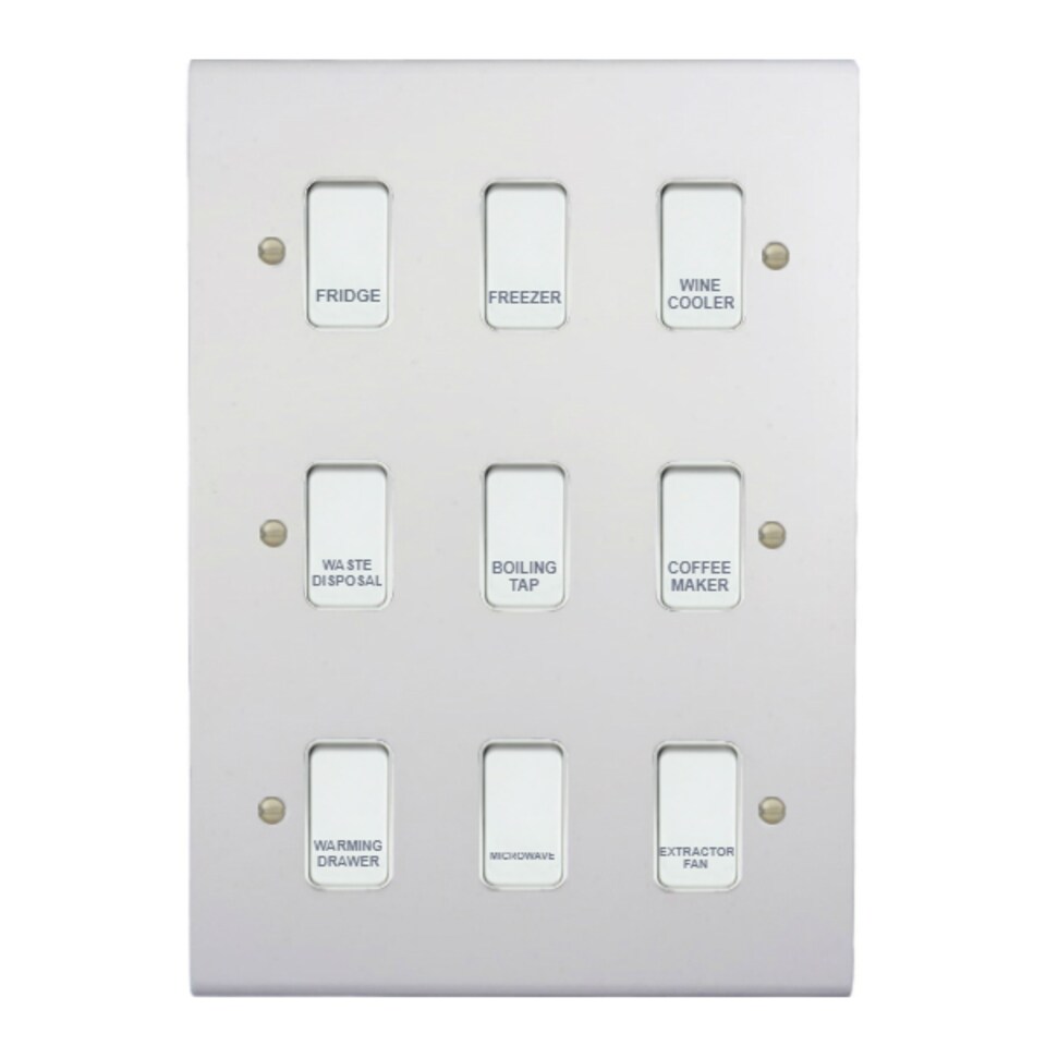 Deta Customised Grid Switch Kitchen Control Panel - 9 Gang (White)