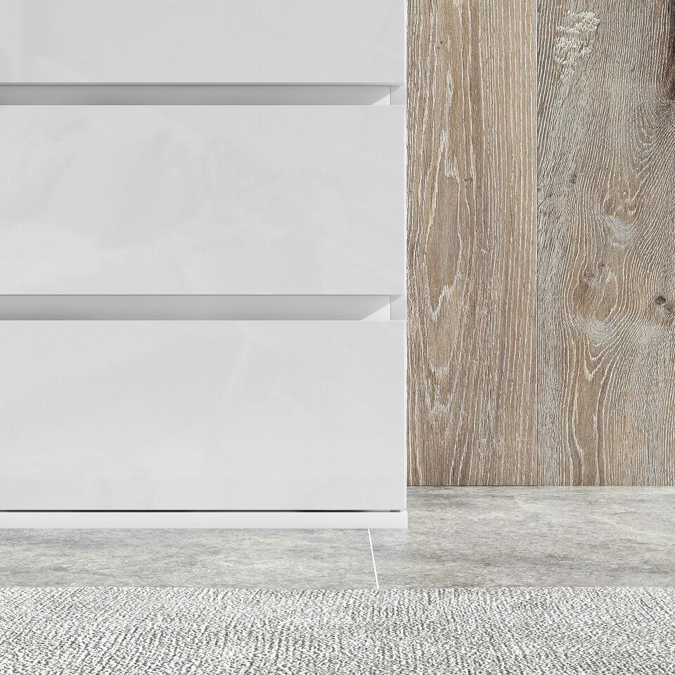 image 1 of HOMCOM Bedroom Chest of Drawers, High Gloss 5 Drawers Dresser, Grey