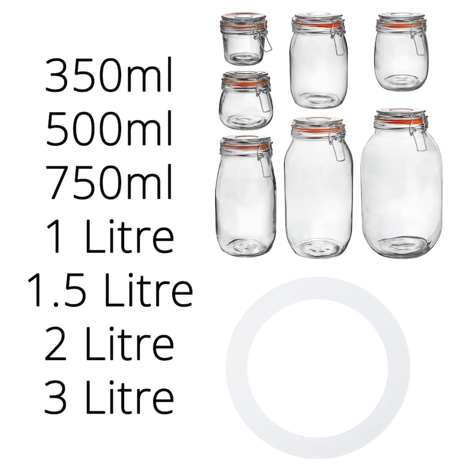image 1 of Argon Tableware Glass Storage Jar Seals - Large - Clear - Pack of 6