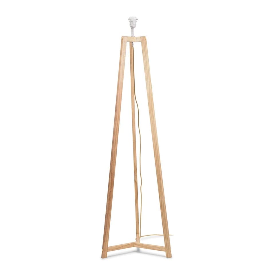 image 1 of ValueLights Lottie Oak Wooden Free Standing Tripod Floor Lamp Base | Brown