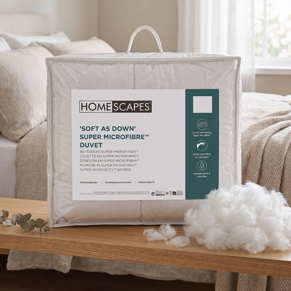 image 1 of Homescapes Super Microfibre 10.5 Tog Duvet, Super King | White | Super King