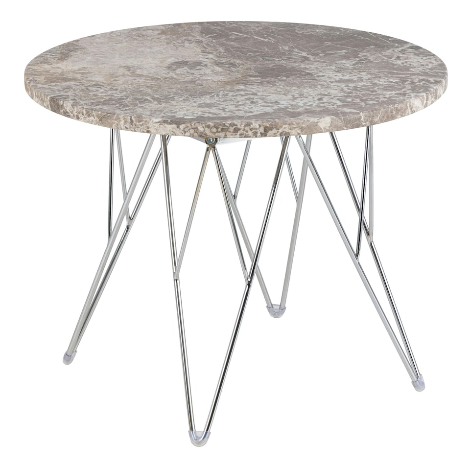 image 1 of Prunus Round Side Table with Grey-Brown Marble Top