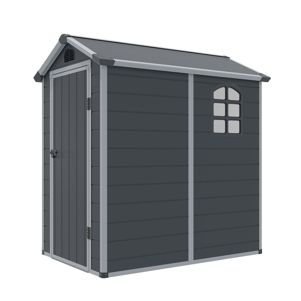 image 1 of 4 x 6 (1.34m x 1.92m) Single Door Apex Plastic Shed - Dark Grey